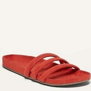 Vegan Suede Triple Strap Slide